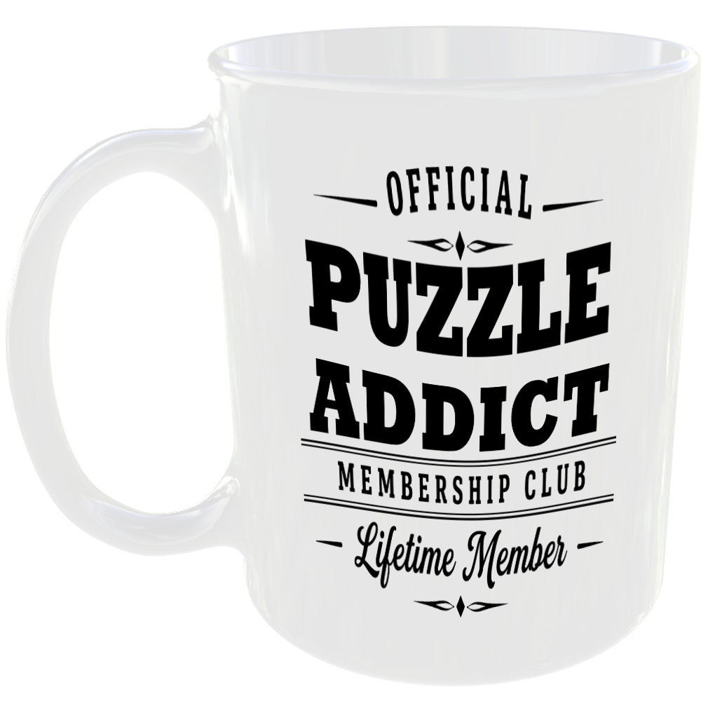 Official Puzzle Addict Membership Club Funny Ceramic Mug Collector Hobby Novelty