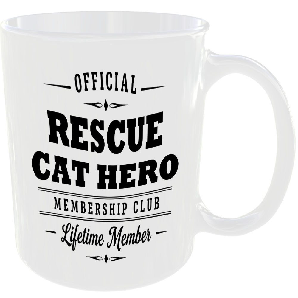 Official Rescue Cat Hero Membership Club Funny Ceramic Mug Pet Lover Birthday - Image 2