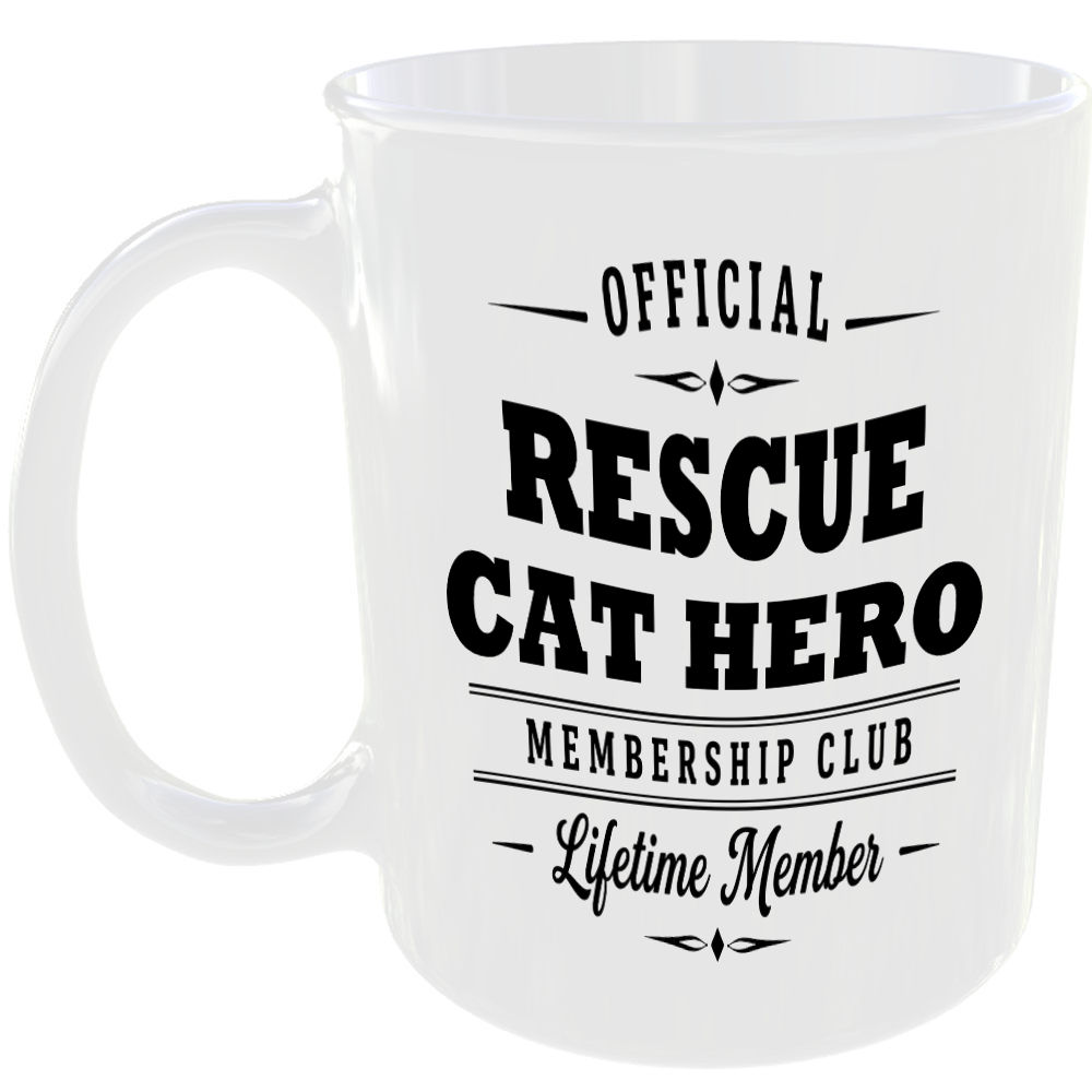 Official Rescue Cat Hero Membership Club Funny Ceramic Mug Pet Lover Birthday