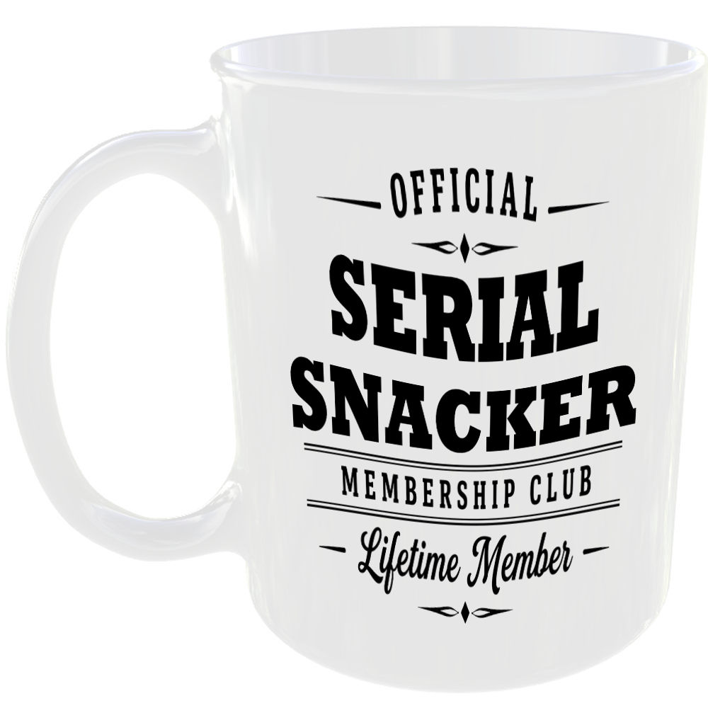 Official Serial Snacker Membership Club Funny Ceramic Mug Birthday Gift Tea Cup
