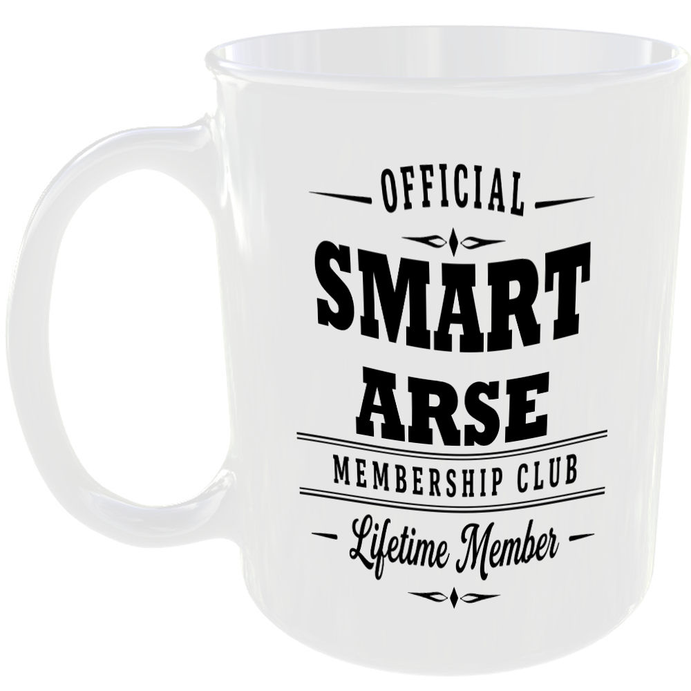Official Smart Arse Membership Club Funny Ceramic Mug Rude Banter Novelty Gift
