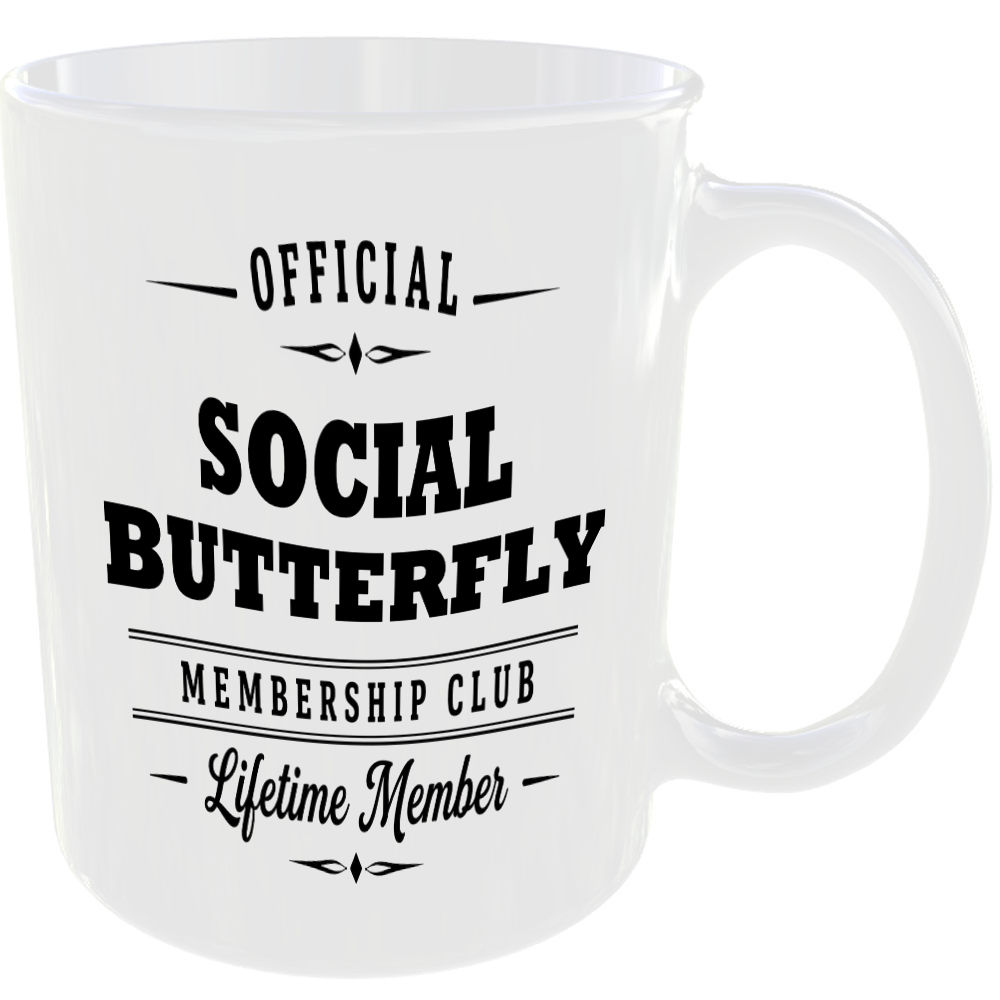 Official Social Butterfly Membership Club Funny Ceramic Mug Birthday Gift Tea ☕ - Image 2