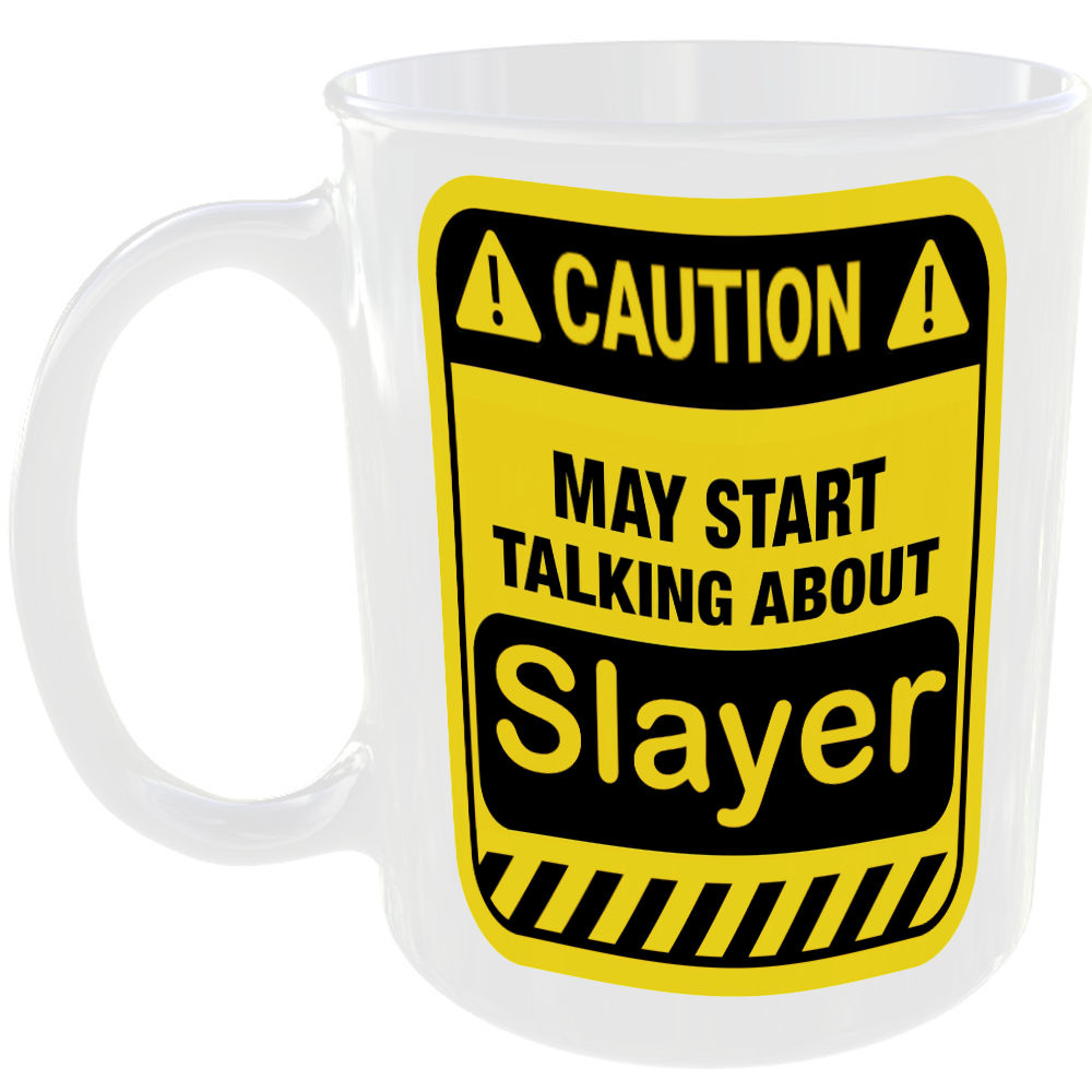 Caution May Start Talking About Slayer Mug Funny Bands Cup Coffee Tea Gift