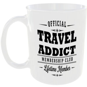 Official Travel Addict Membership Club Funny Ceramic Mug Holiday Adventure Gift