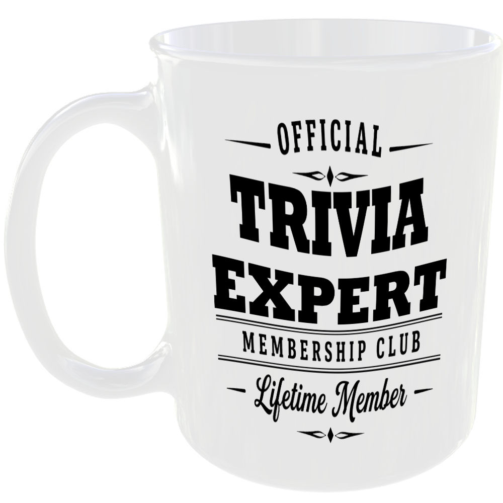 Official Trivia Expert Membership Club Funny Ceramic Mug Entertainment Fan Gift