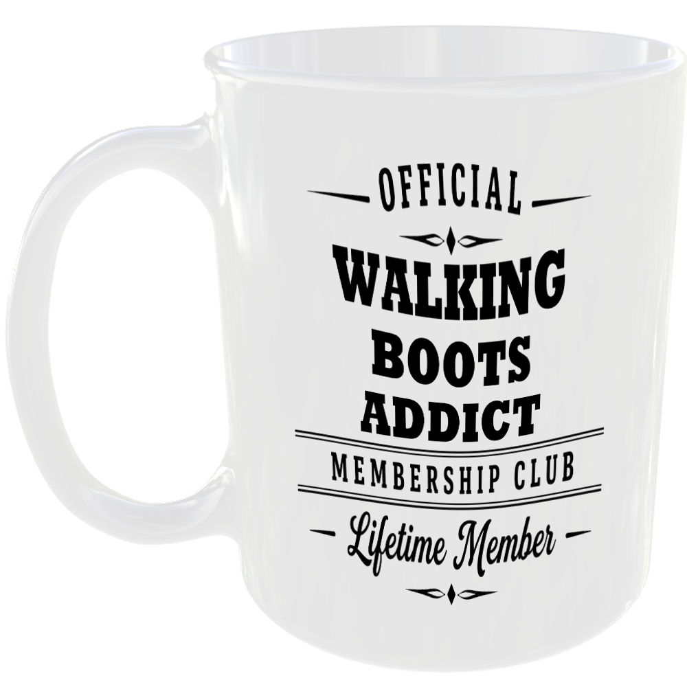 Official Walking Boots Addict Membership Club Funny Ceramic Mug Outdoor Hobby