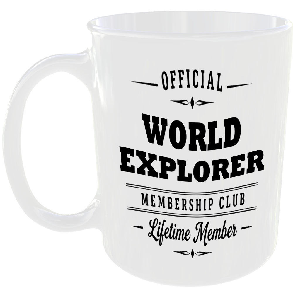 Official World Explorer Membership Club Funny Ceramic Mug Travel Holiday Present