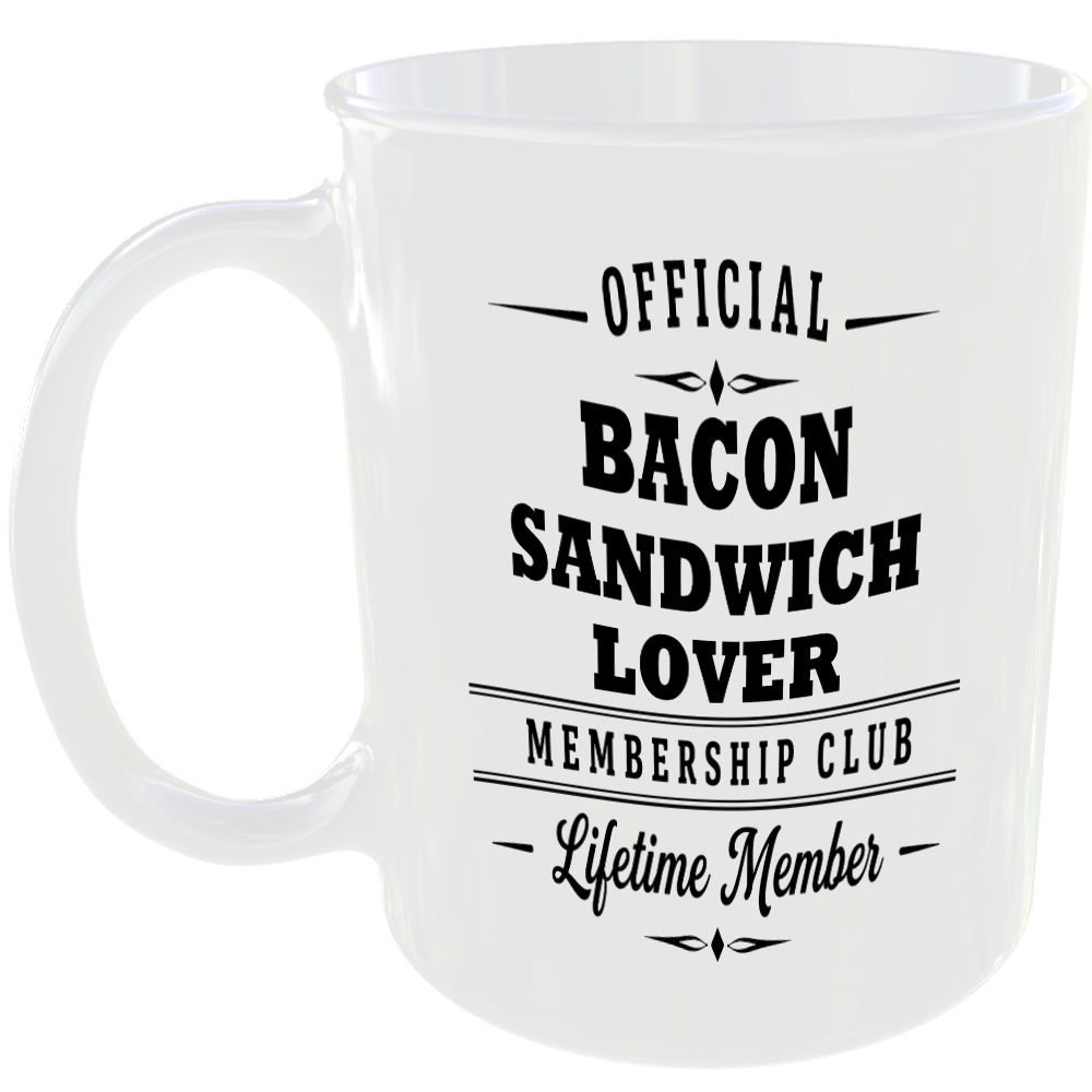 Official Bacon Sandwich Lover Membership Club Funny Ceramic Mug Foodie Kitchen