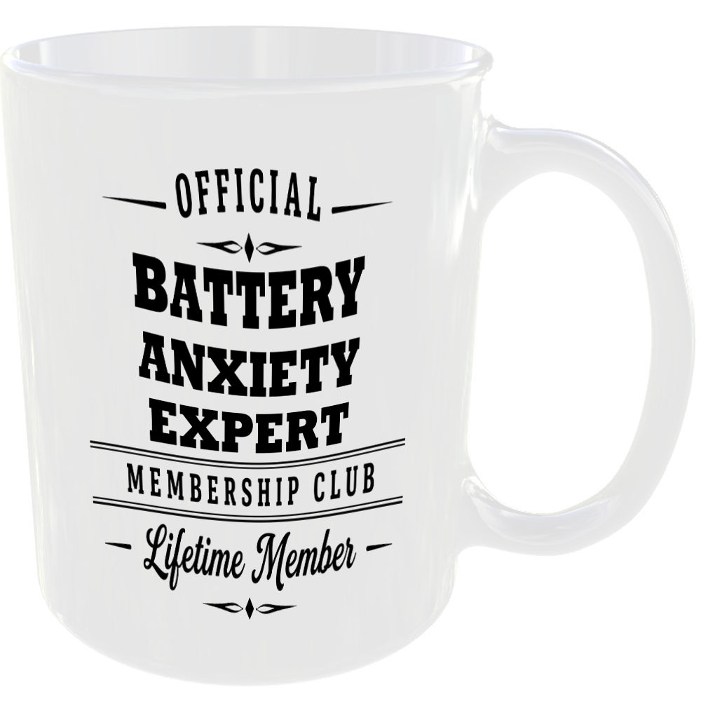 Official Battery Anxiety Expert Membership Club Funny Ceramic Mug Tech Geek Gift - Image 2