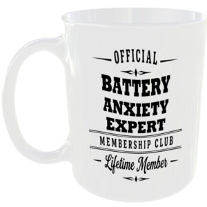 Official Battery Anxiety Expert Membership Club Funny Ceramic Mug Tech Geek Gift