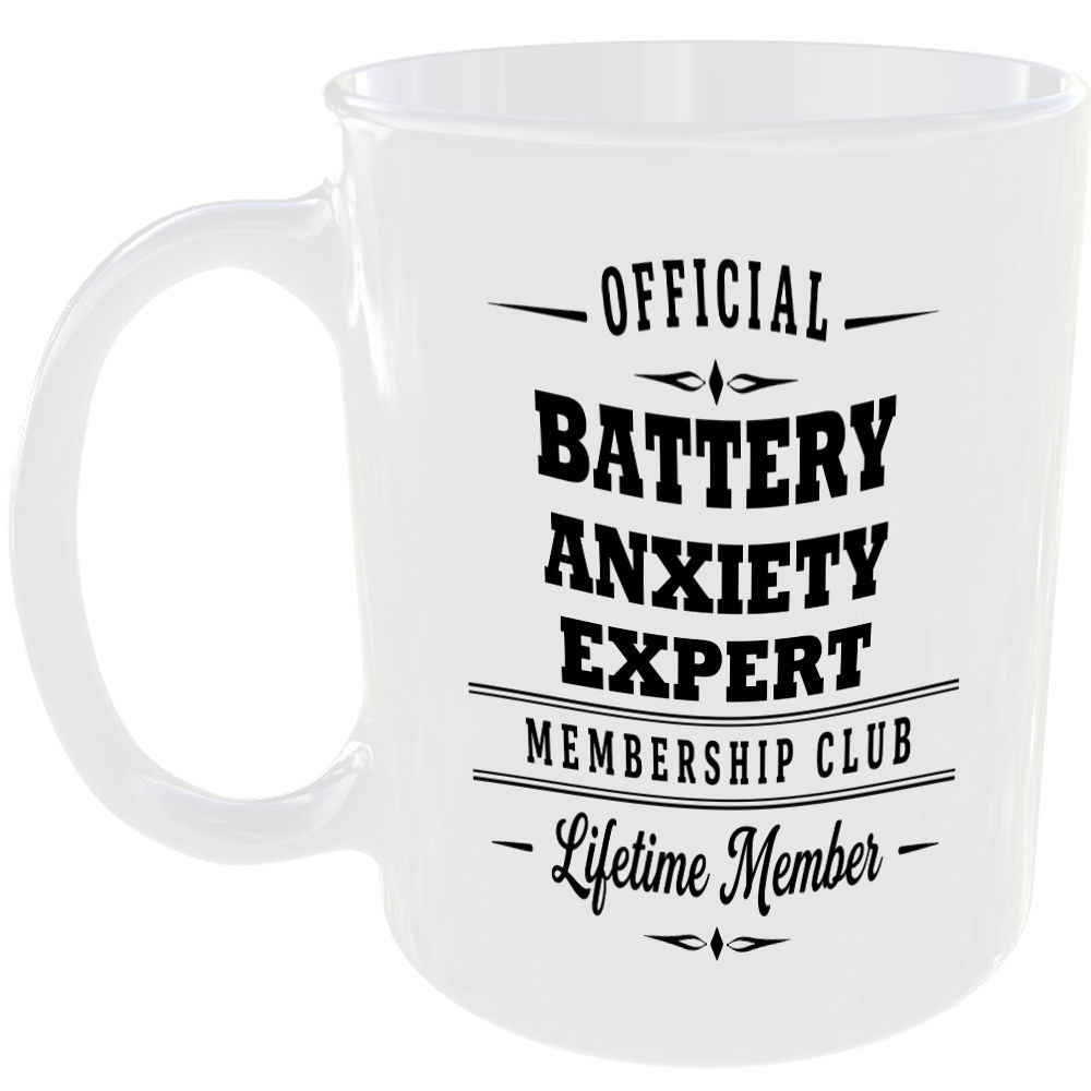 Official Battery Anxiety Expert Membership Club Funny Ceramic Mug Tech Geek Gift