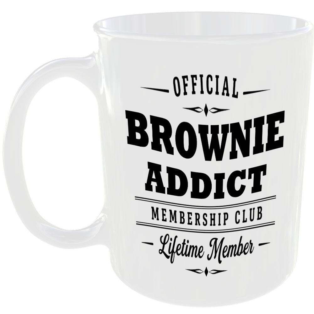 Official Brownie Addict Membership Club Funny Ceramic Mug Foodie Kitchen Present