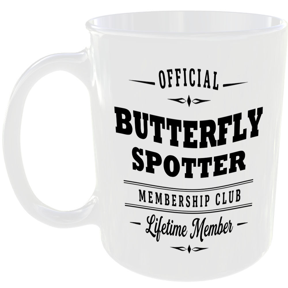 Official Butterfly Spotter Membership Club Funny Ceramic Mug Garden Nature Hobby