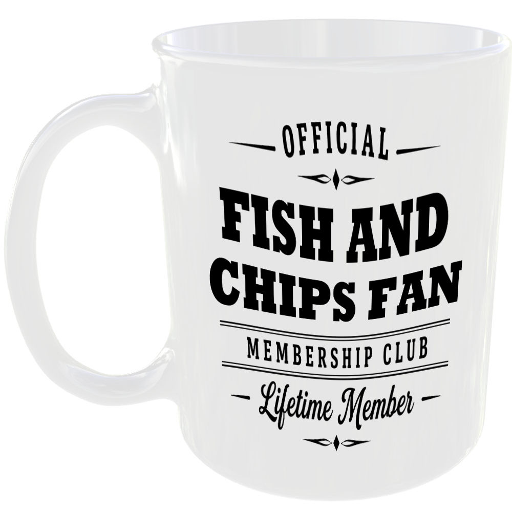 Official Fish And Chips Fan Membership Club Funny Ceramic Mug Foodie Kitchen Tea