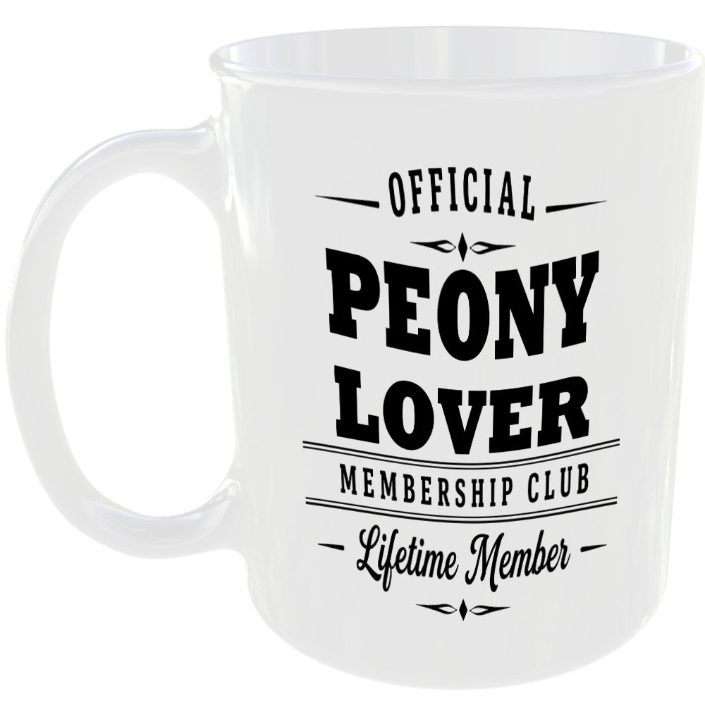 Official Peony Lover Membership Club Funny Ceramic Mug Garden Nature Hobby Gift
