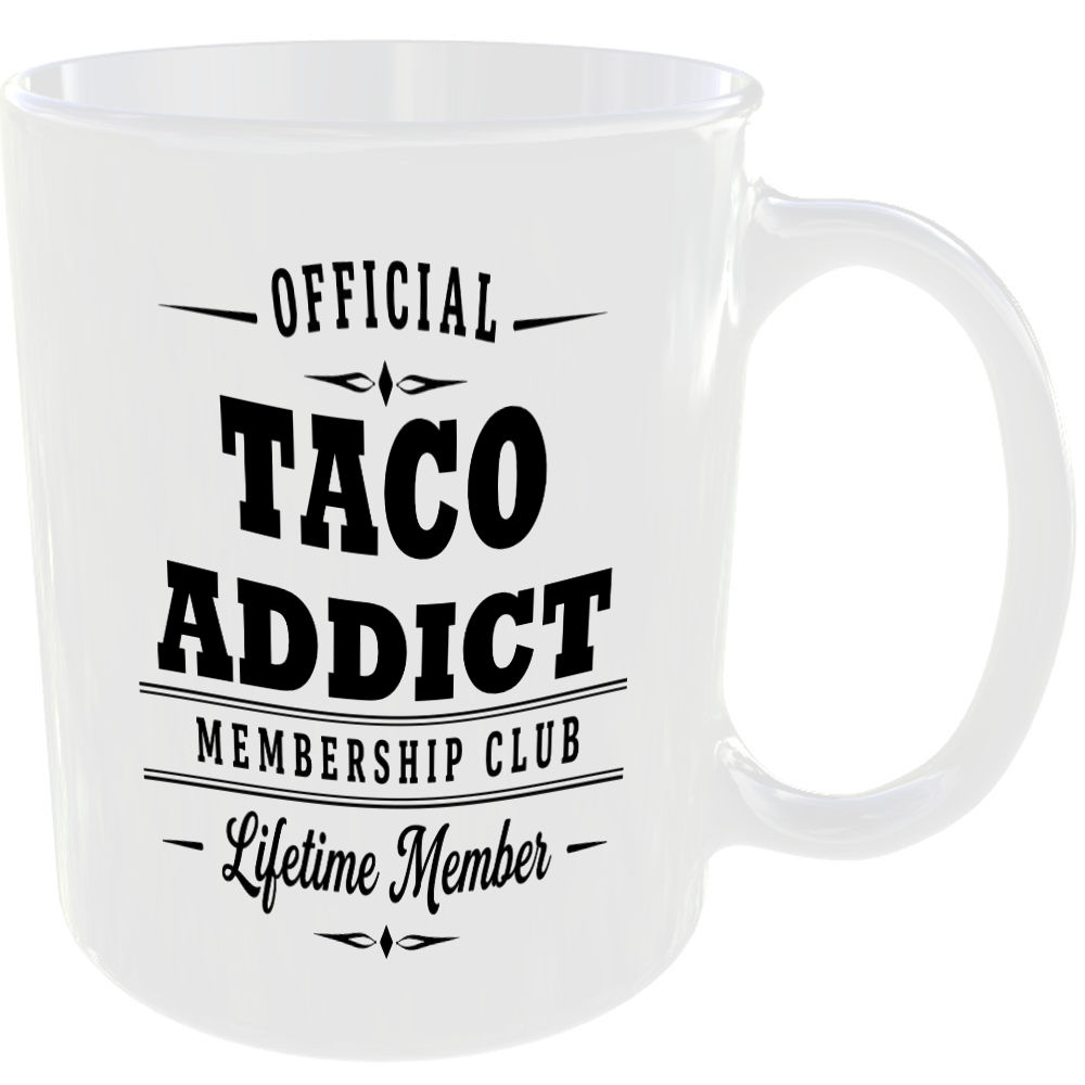 Official Taco Addict Membership Club Funny Ceramic Mug Foodie Kitchen Birthday - Image 2