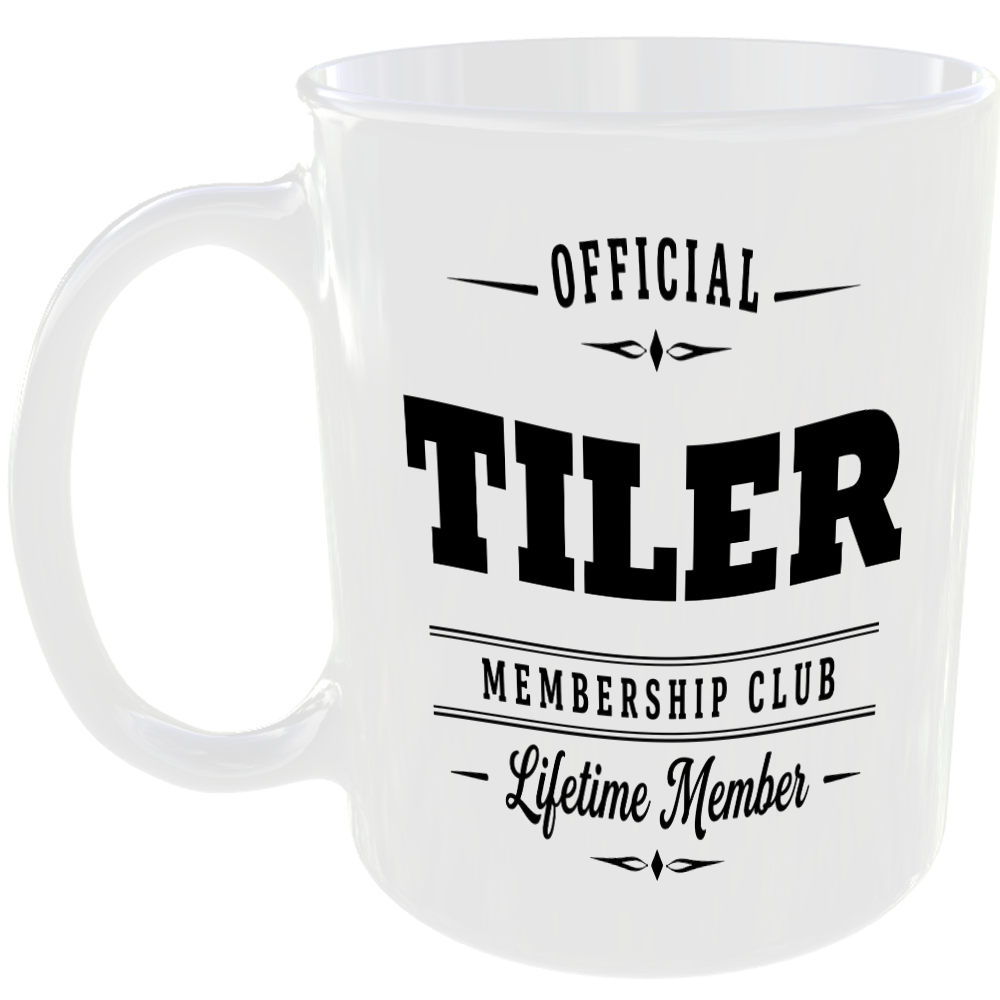 Official Tiler Membership Club Funny Ceramic Mug Tradesman Work Tools Birthday