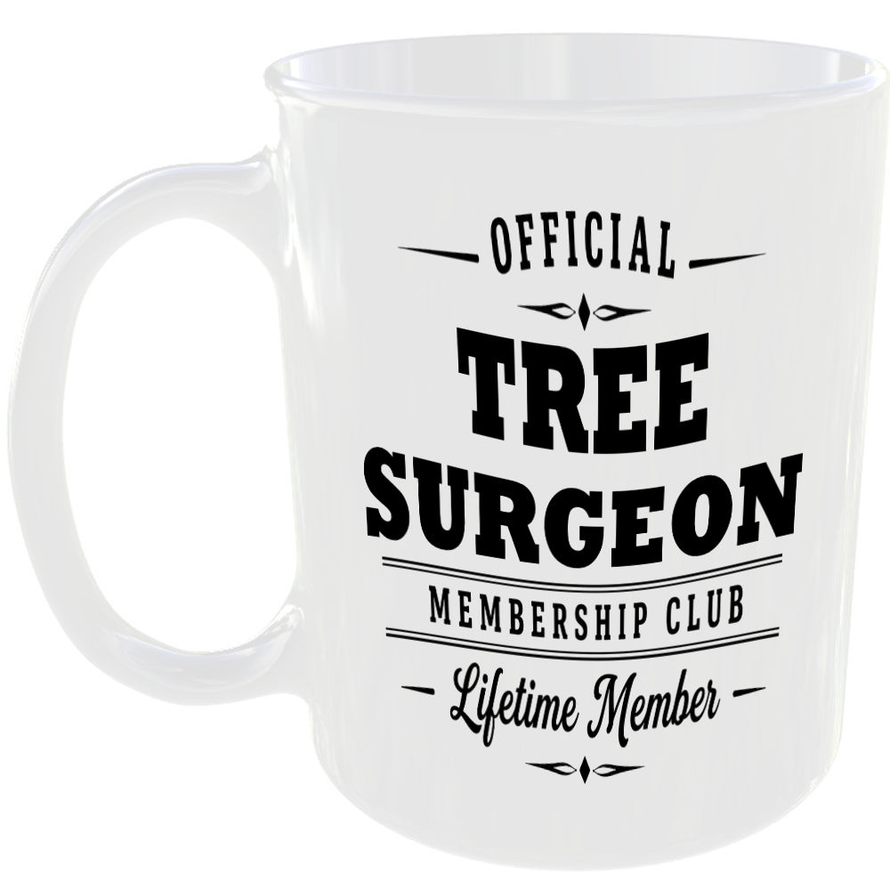 Official Tree Surgeon Membership Club Funny Ceramic Mug Tradesman Work Tools Tea